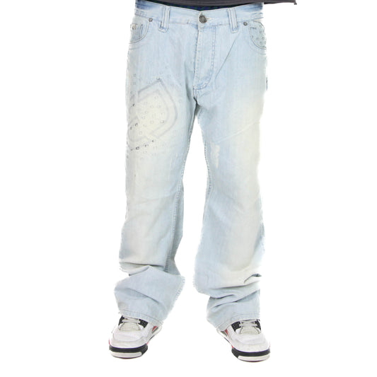 Light-Washed Distressed Baggy Jeans