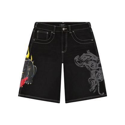 Ed Hardy Panther Heart Denim Shorts