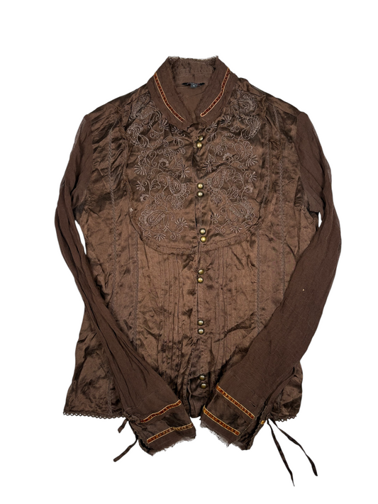 Vintage Guess Embroidered Western Button-Up Blouse