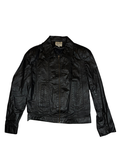 Padded Shoulder Biker Leather Jacket