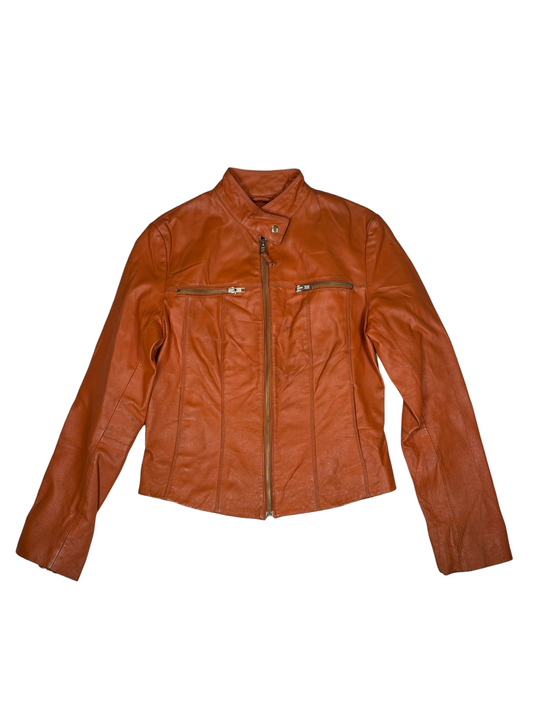 Leather Orange Biker Jacket