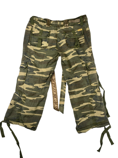Y2K Camo Cargo Belted Capris