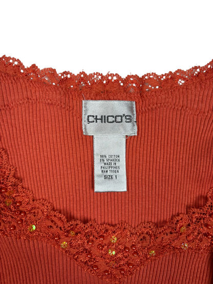 Y2K Lace Embellish Trip Ribbed Tank Top
