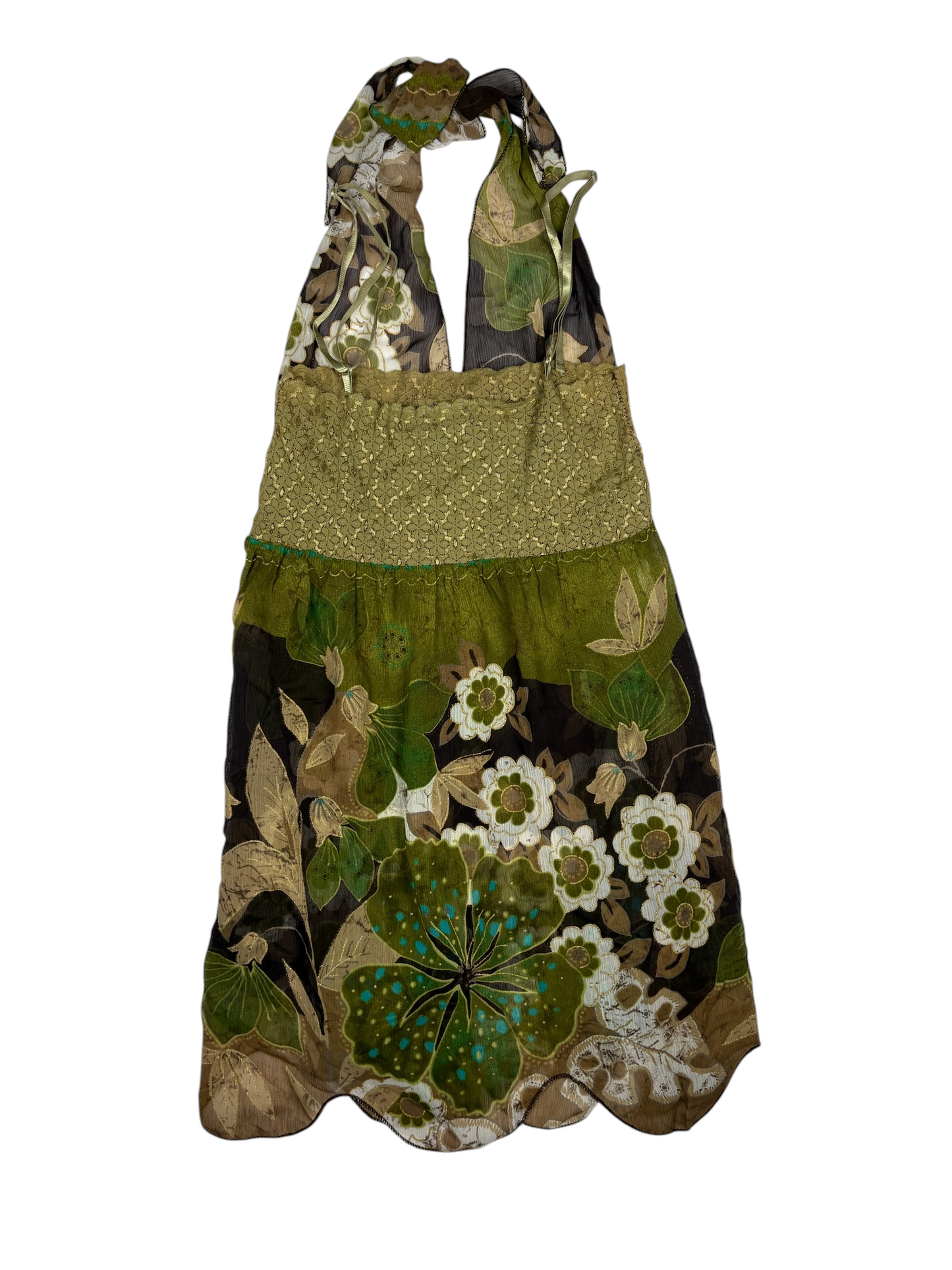 Y2K Floral Lace Halter Top