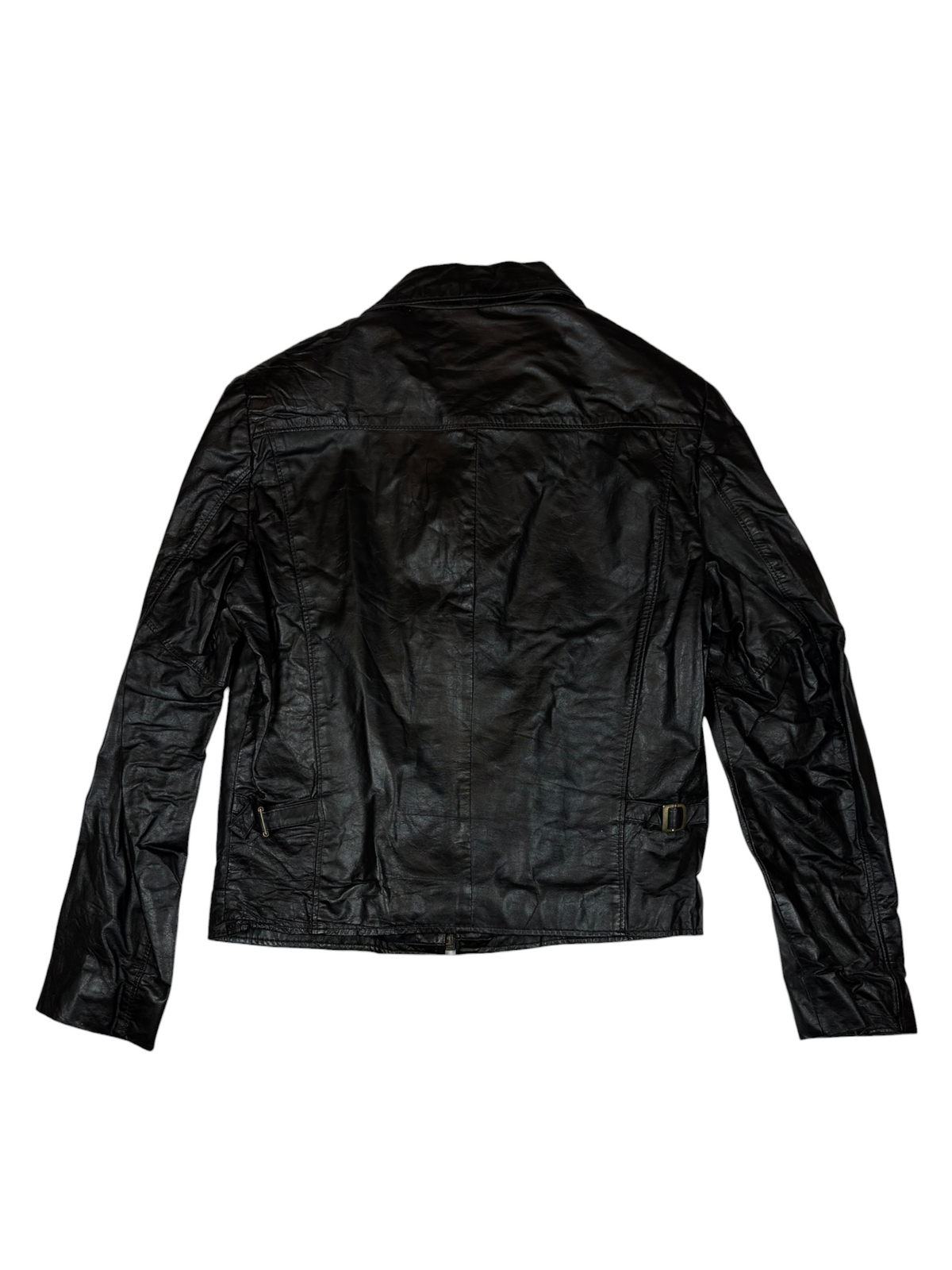 Padded Shoulder Biker Leather Jacket