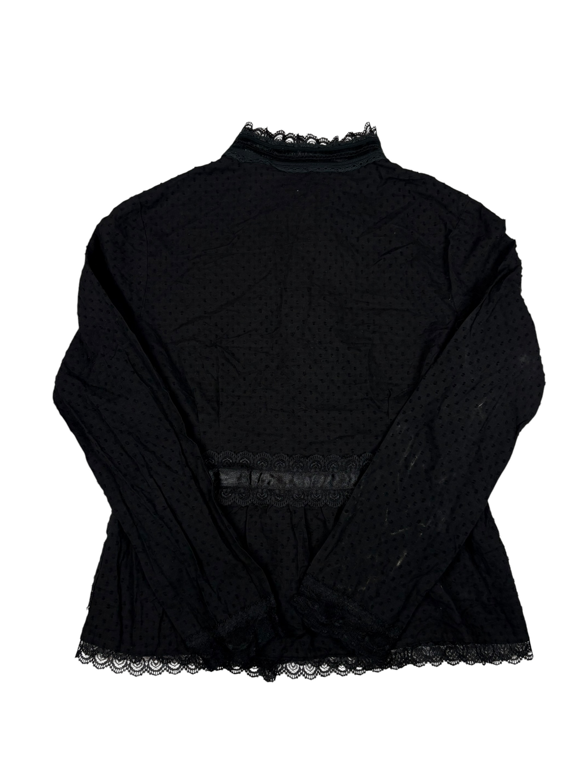 Y2K Lace Trim Polka Dot Blouse