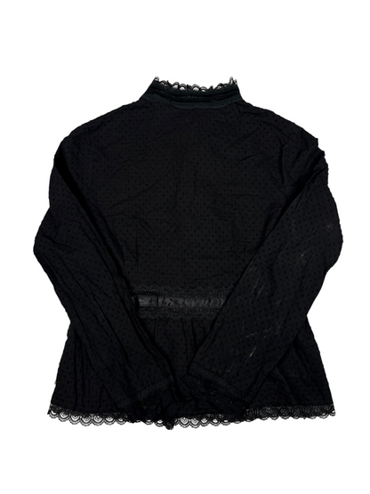 Y2K Lace Trim Polka Dot Blouse