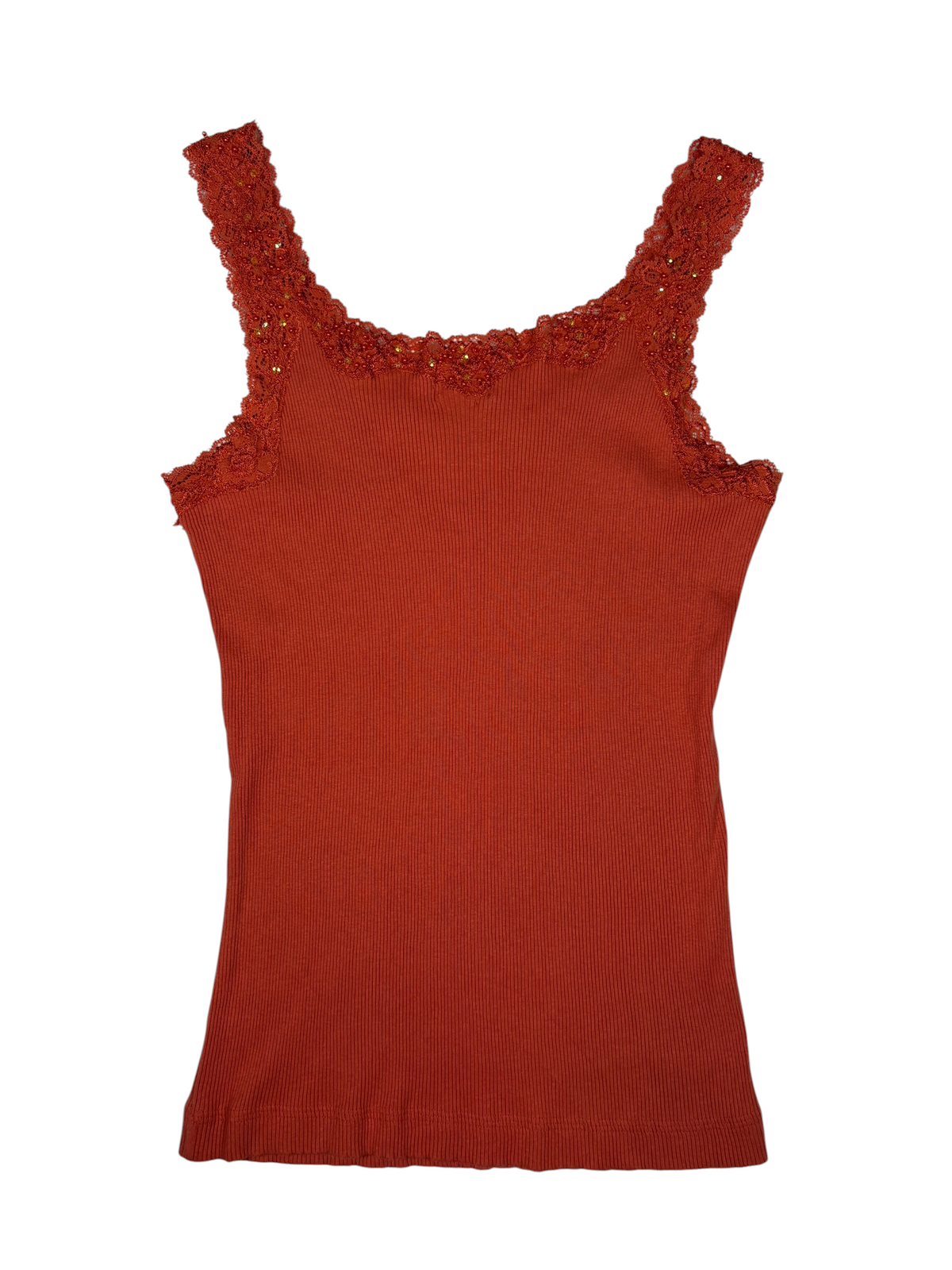 Y2K Lace Embellish Trip Ribbed Tank Top