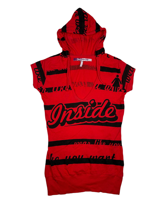 Y2K Striped Hooded Graphic Tee