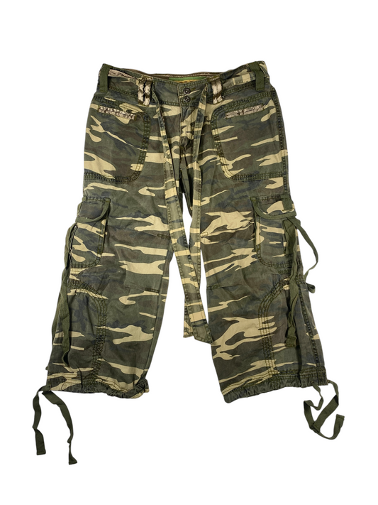 Y2K Camo Cargo Belted Capris