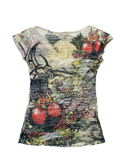 Y2K Gothic Graphic Slim V-Neck Tee