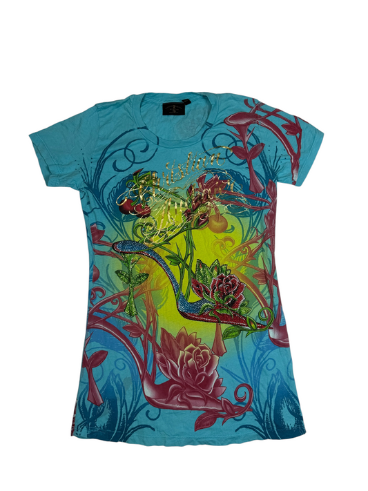 Christian Audigier Baby Blue Motif Tshirt