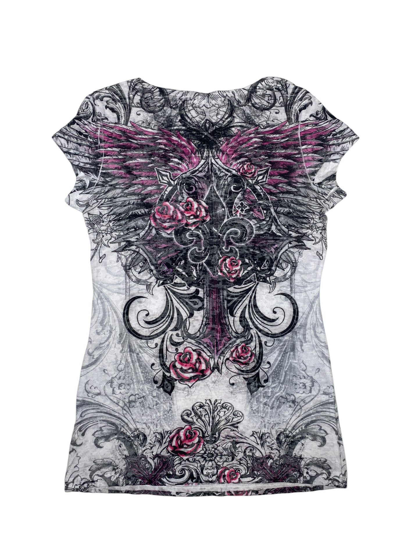 Y2K Roses Angel Wings Graphic Tee