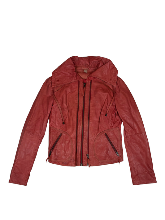 Oversized Collar Leather Jacket