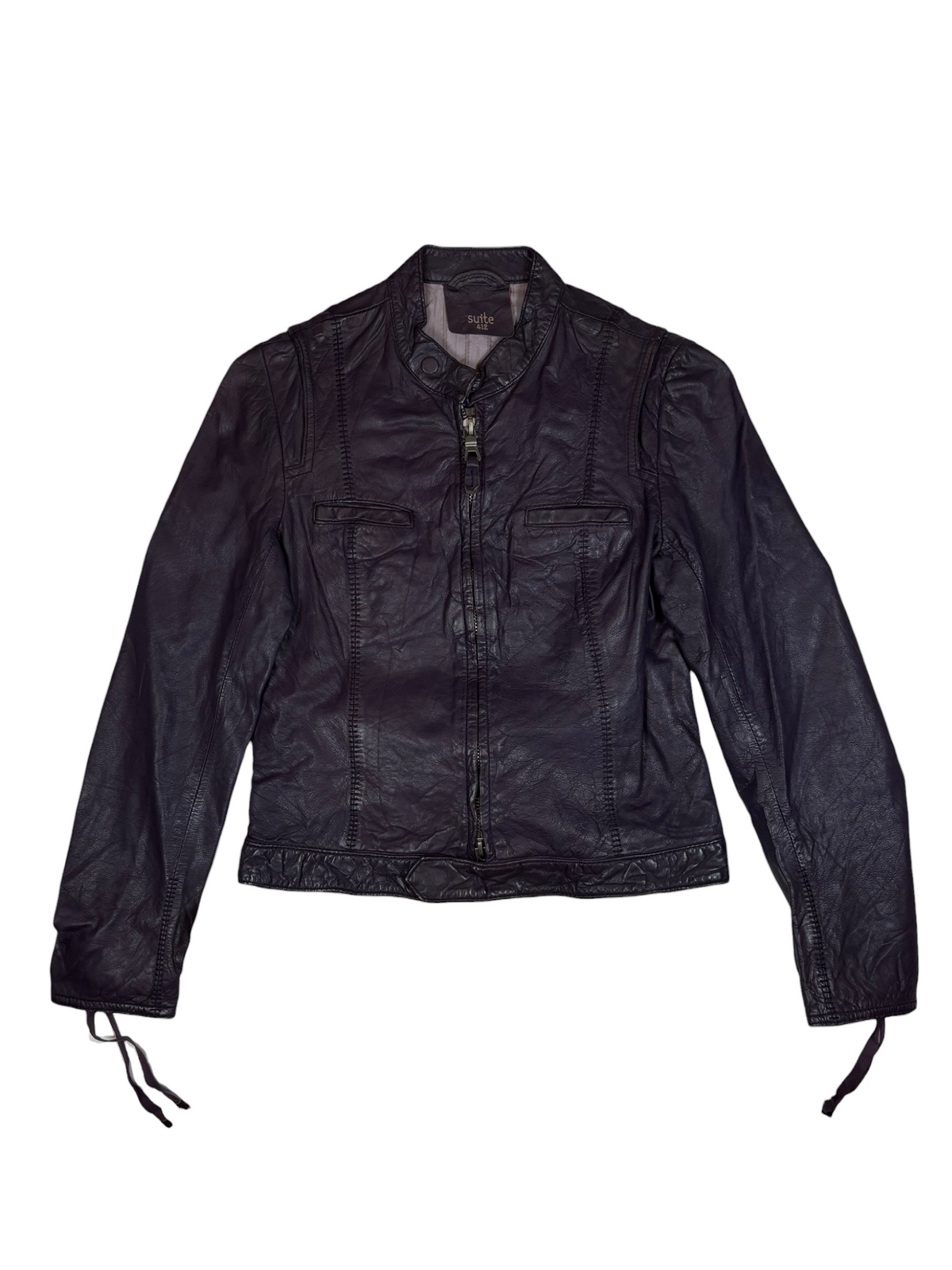 Purple Corseted Biker Leather Jacket
