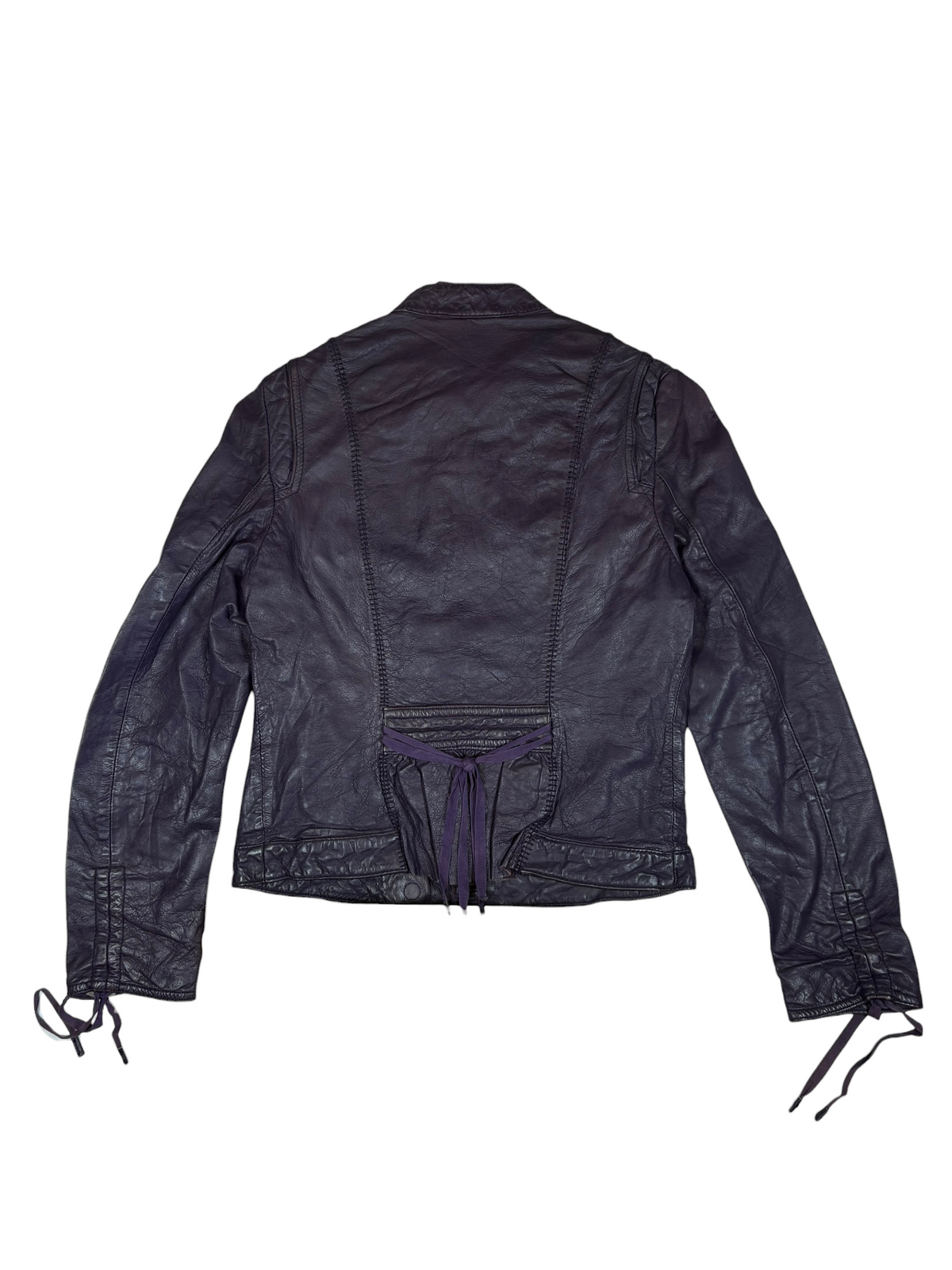 Purple Corseted Biker Leather Jacket
