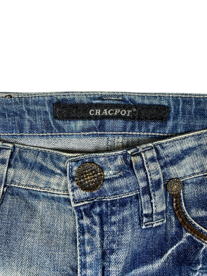 Y2K Leather Trim Denim Skirt