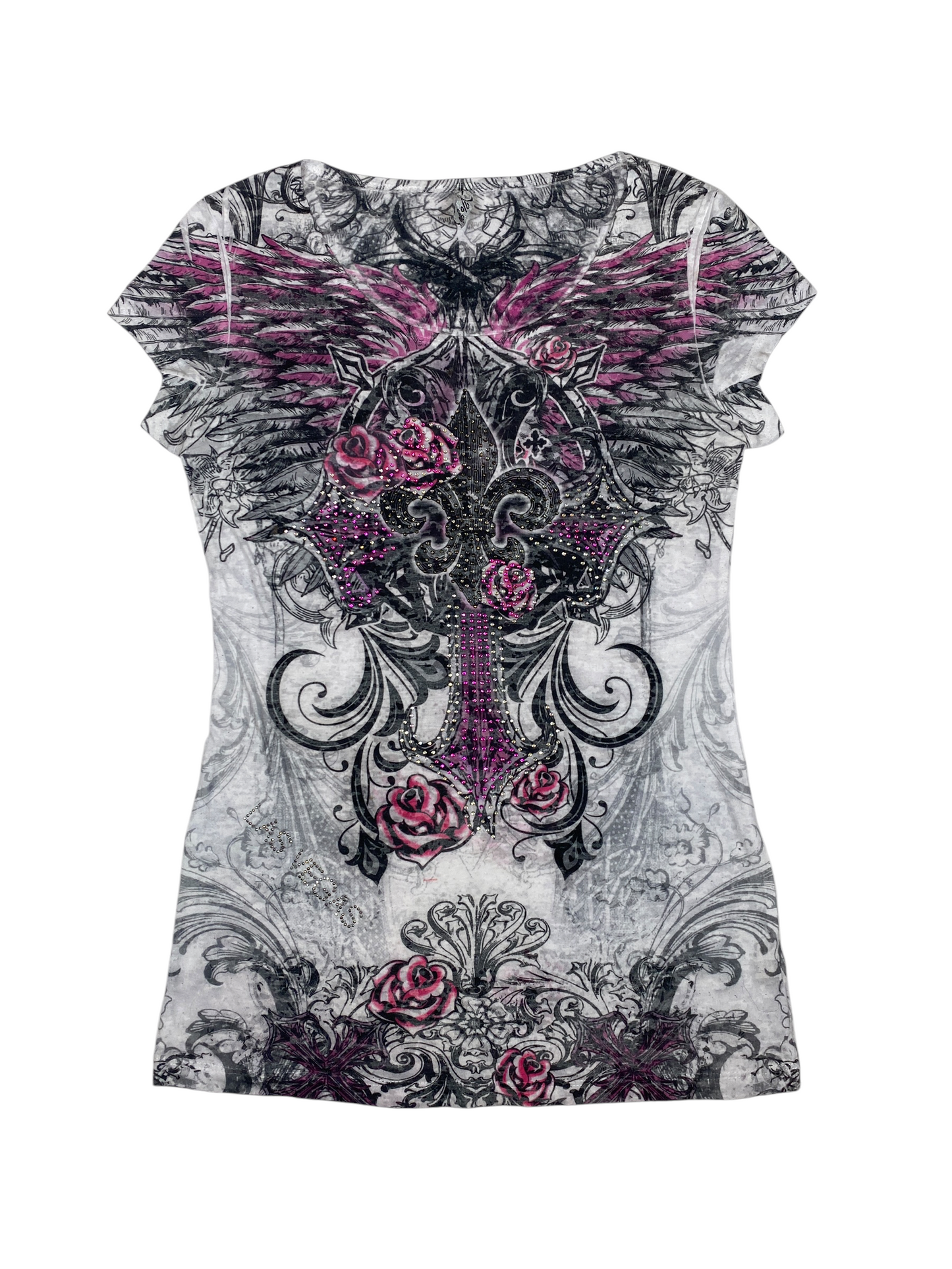 Y2K Roses Angel Wings Graphic Tee