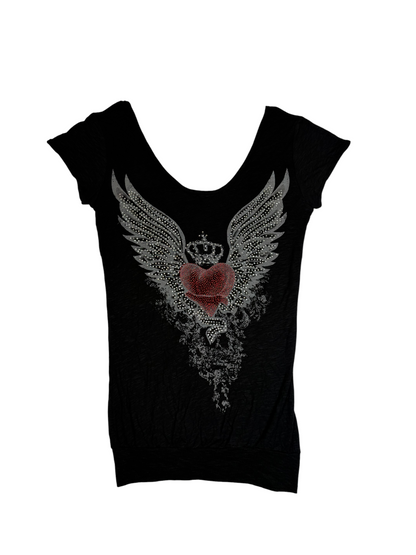 Angel Wing Graphic Scoop Neck Top