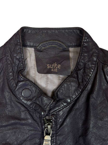 Purple Corseted Biker Leather Jacket