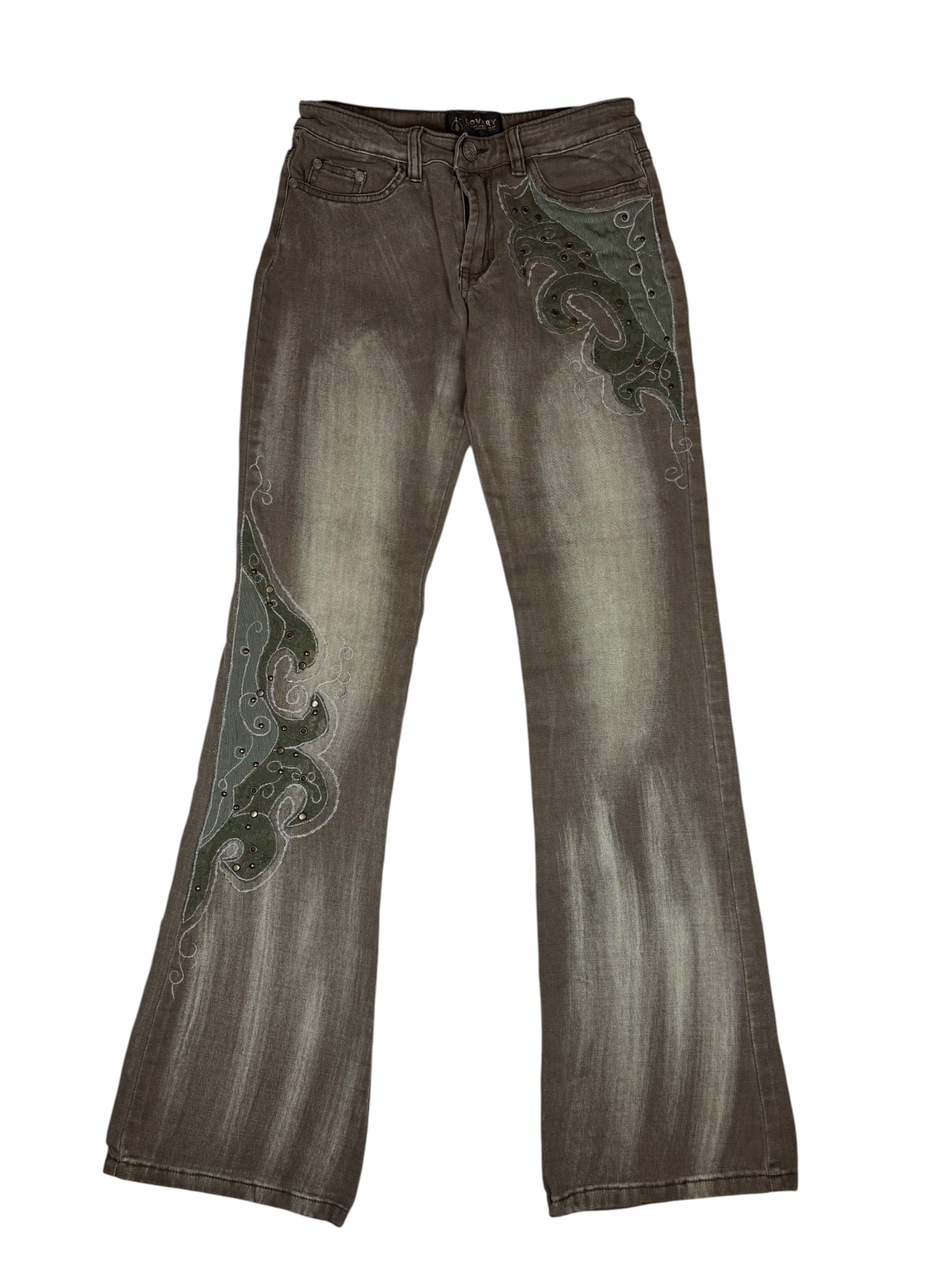 Y2K Floral Embroidery Flare Jeans