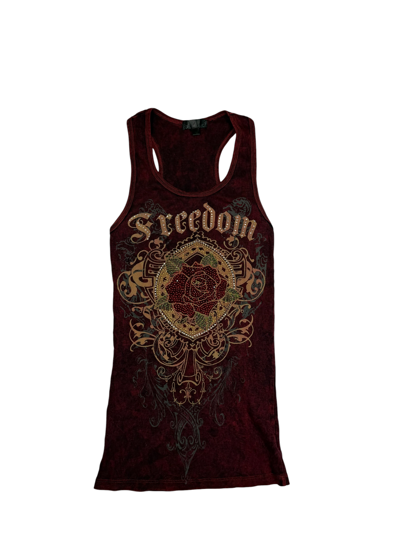 Burgundy Rhinestone Racerback Tank