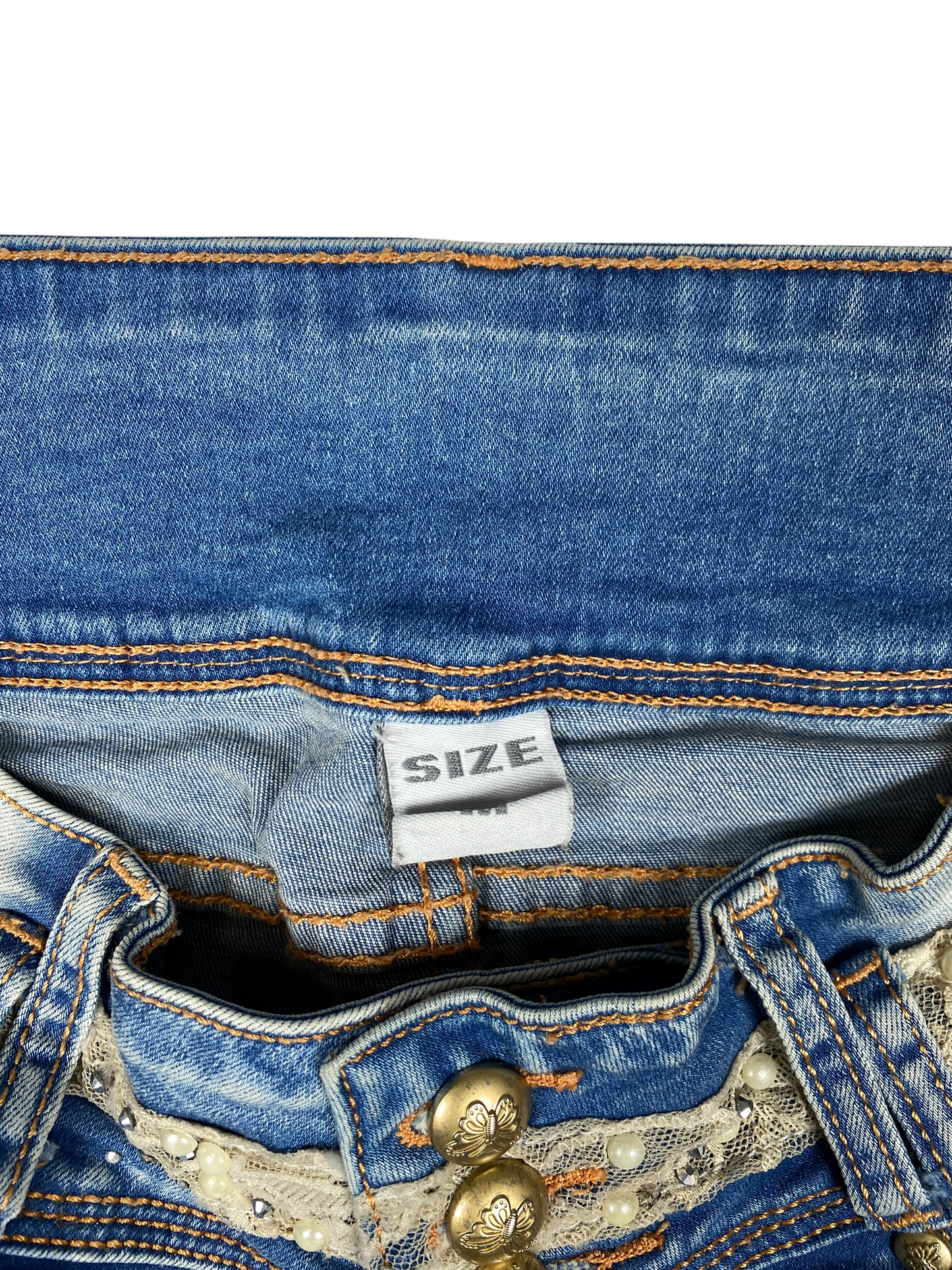 Y2K Pearl Lace Hem Mini Shorts