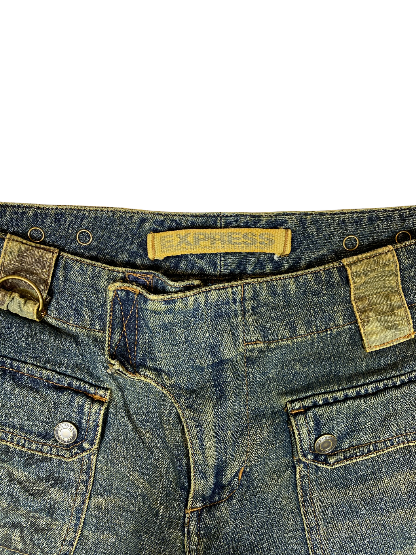 Vintage Express Camo Floral Patch Jeans