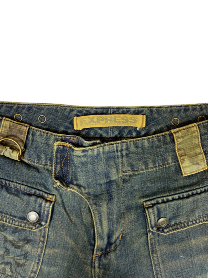 Vintage Express Camo Floral Patch Jeans