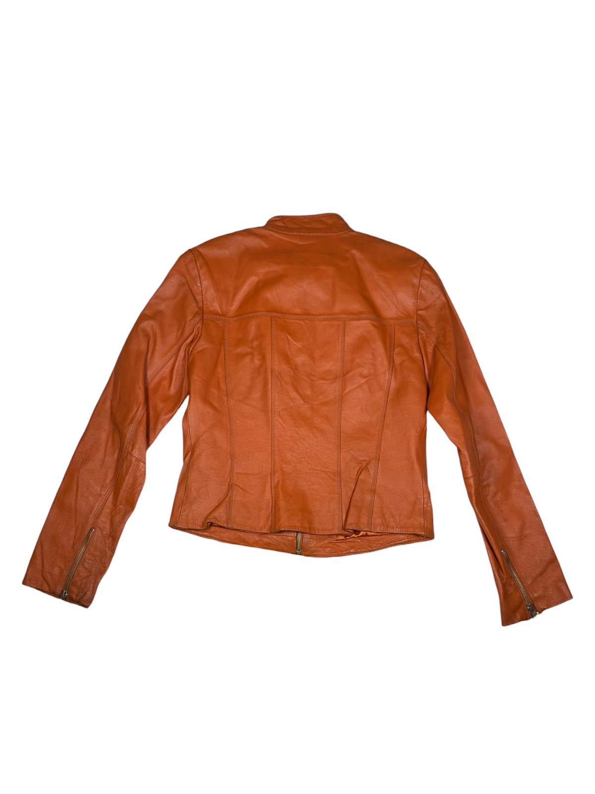Leather Orange Biker Jacket