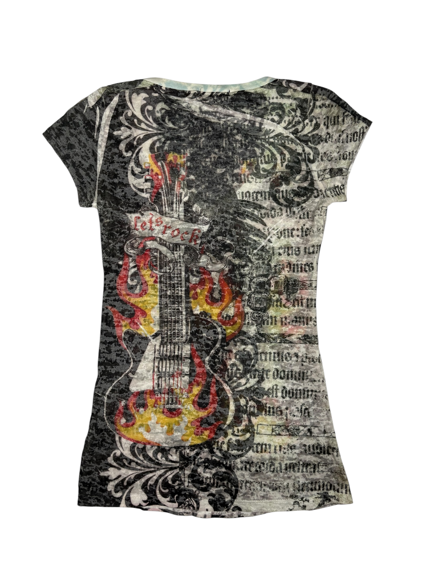 Y2K Tattoo Guitar V-Neck Tee