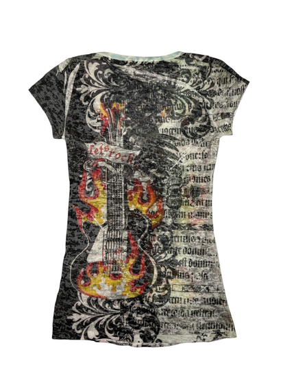 Y2K Tattoo Guitar V-Neck Tee