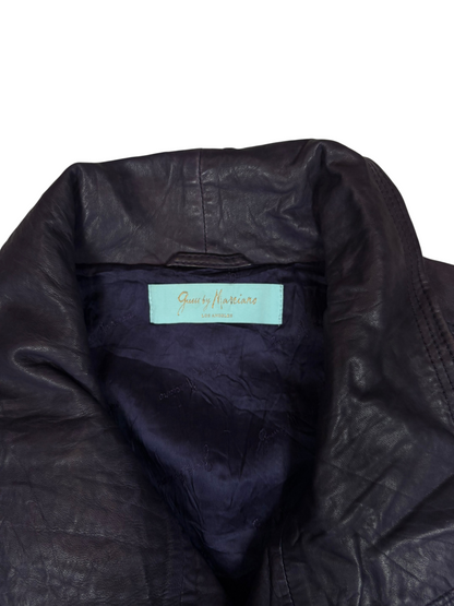 Purple Oversized Collar Biker Leather Jacket