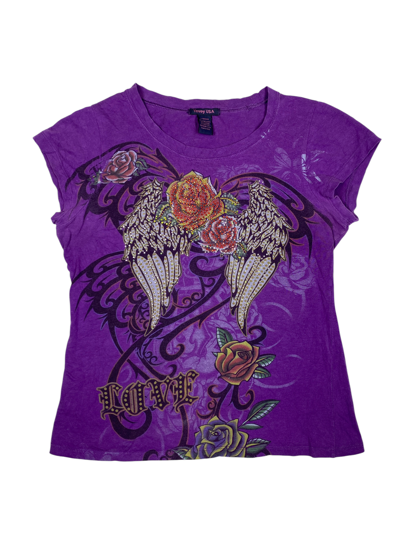 Y2K Roses Wings Graphic Tee