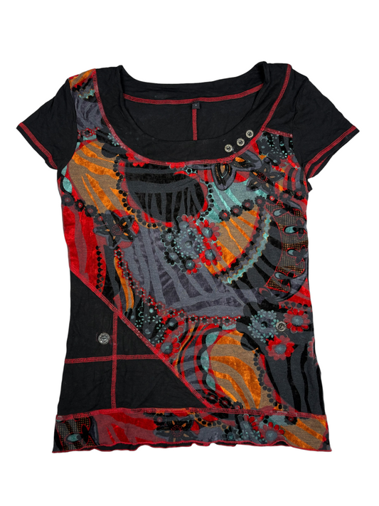 Y2K Abstract Patchwork Tee