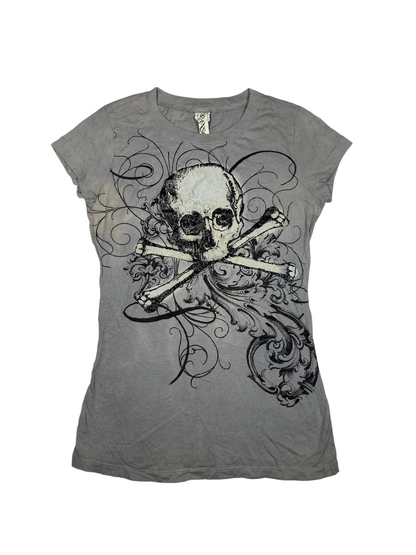 Y2K Glitter Skull Graphic Tee