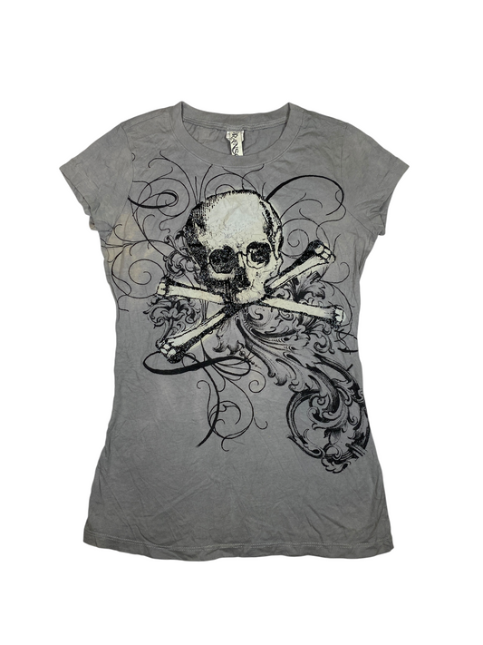Y2K Glitter Skull Graphic Tee