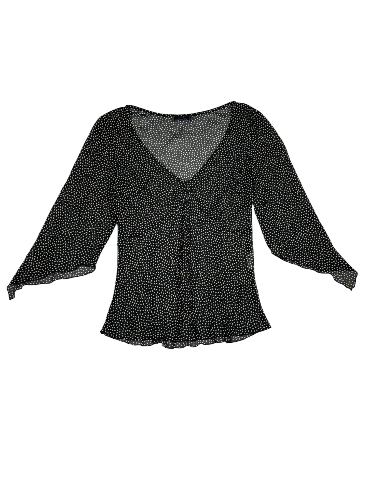 Y2K Polka Dot V-Neck Blouse