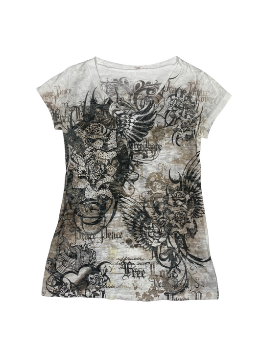 Y2K Gothic Graphic Slim V-Neck Tee