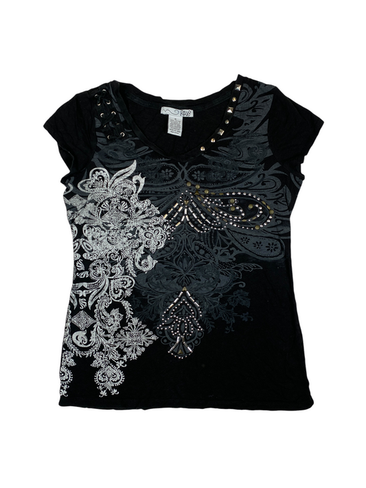 Y2k Studded Cross Graphic Tee