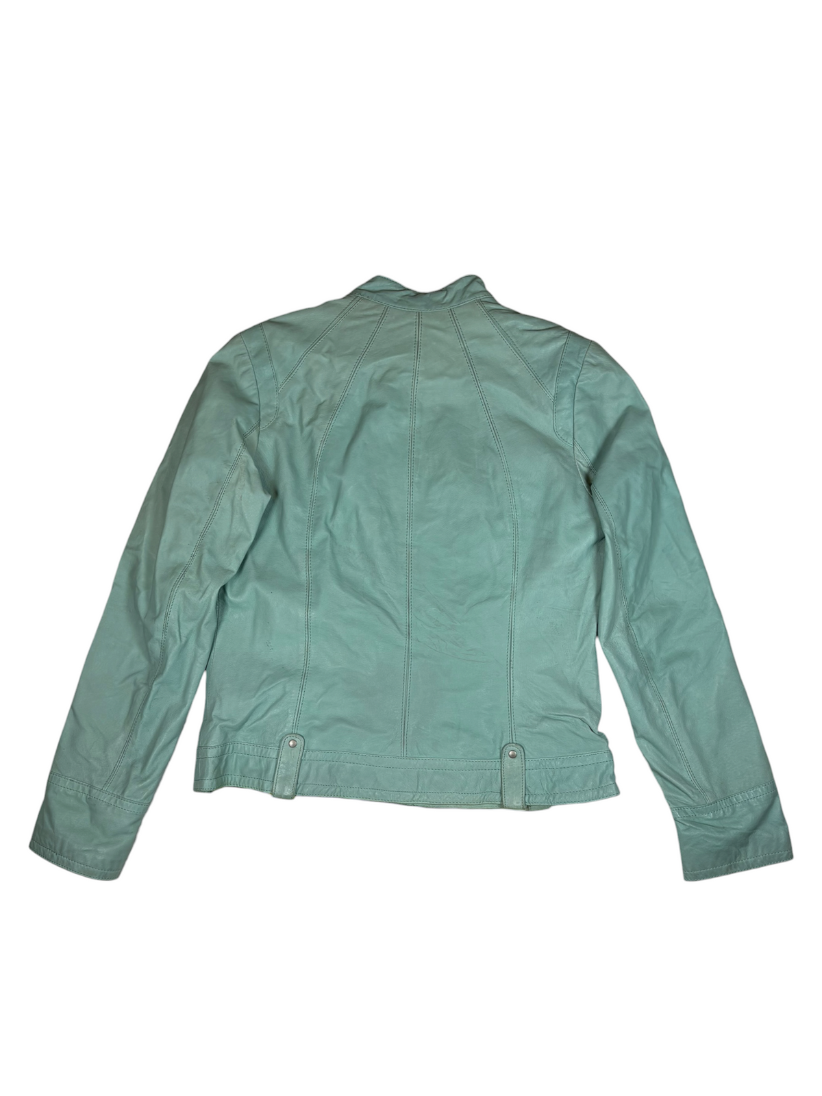 Mint Blue Biker Leather Jacket