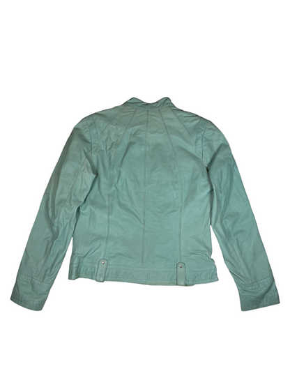 Mint Blue Biker Leather Jacket