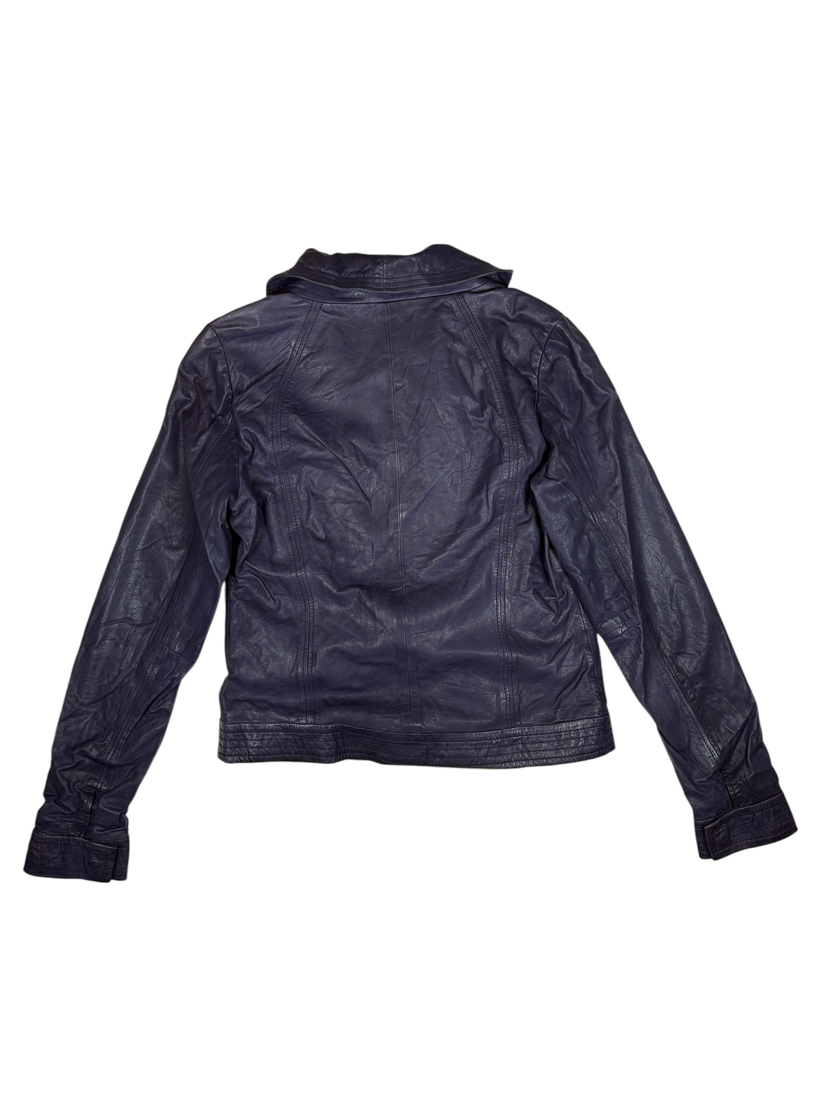 Purple Oversized Collar Biker Leather Jacket