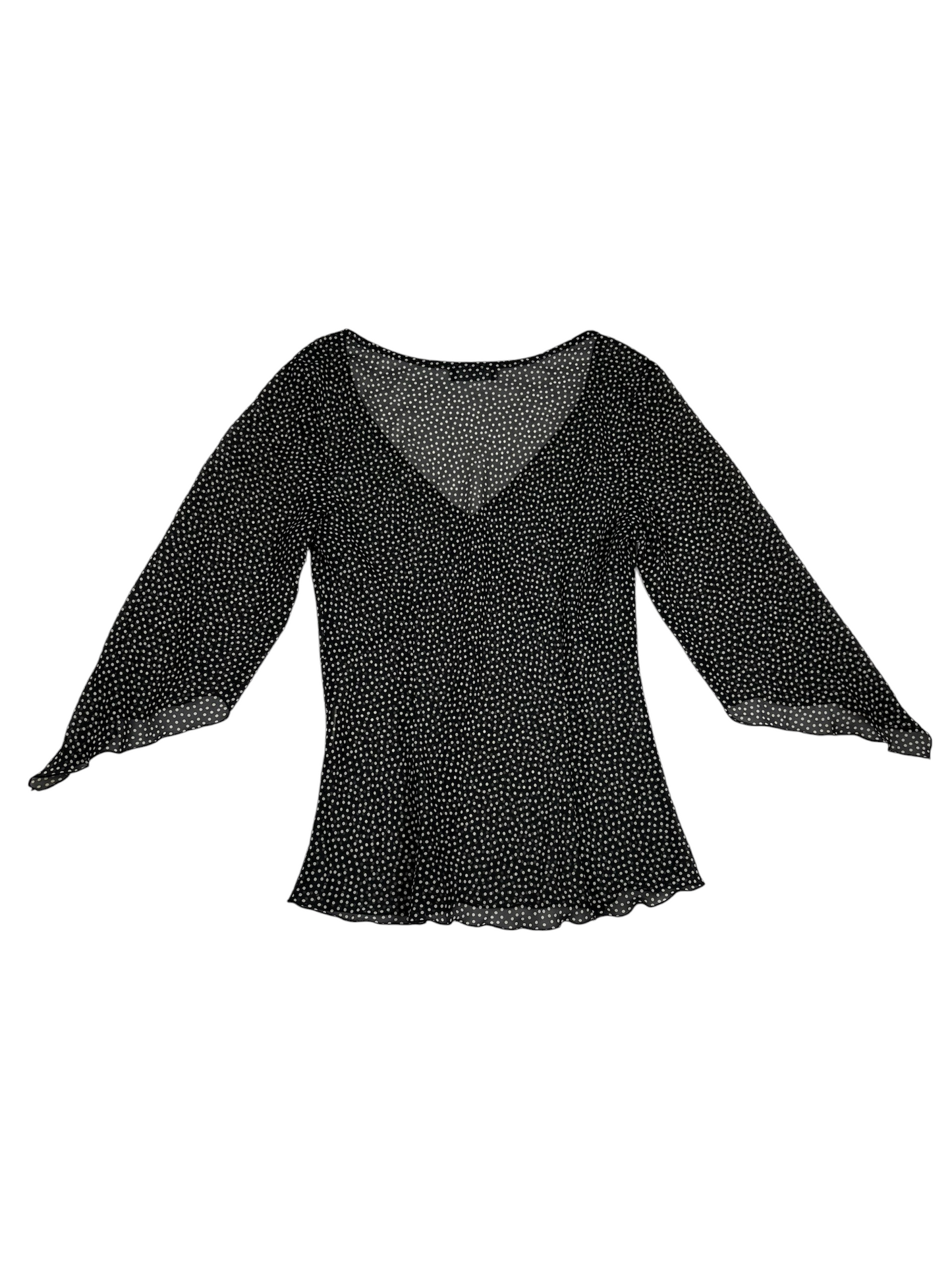 Y2K Polka Dot V-Neck Blouse