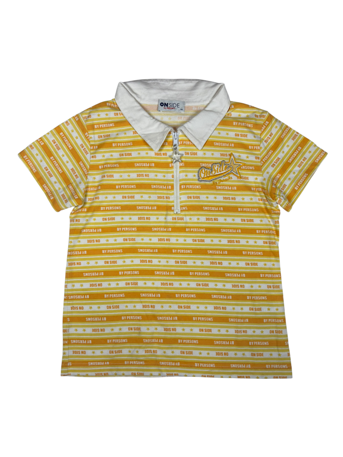 Y2K Striped Patch Polo