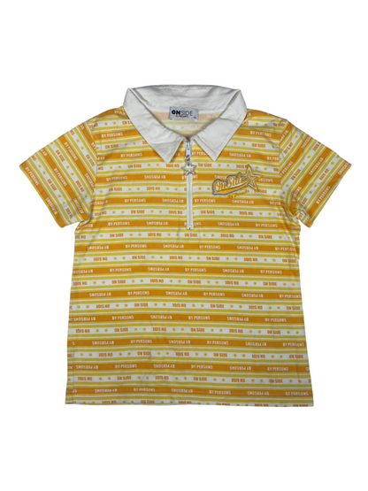 Y2K Striped Patch Polo