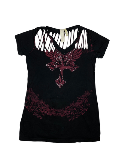 Y2K Slit Cross Graphic Tee
