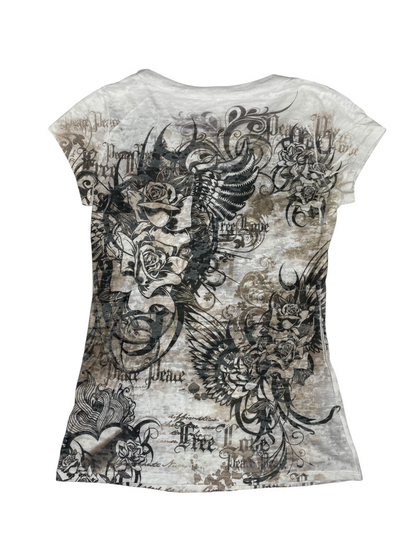 Y2K Gothic Graphic Slim V-Neck Tee