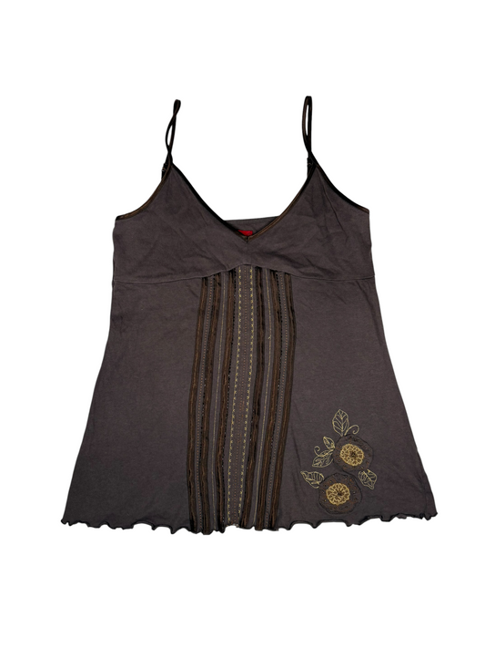 Y2K Floral Embroider Tank Top