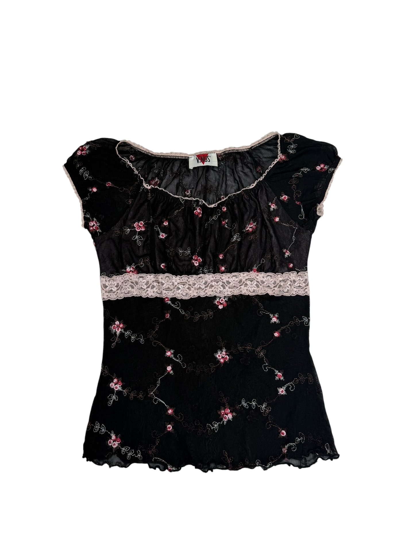 Venus Embroidered Floral Mesh Top